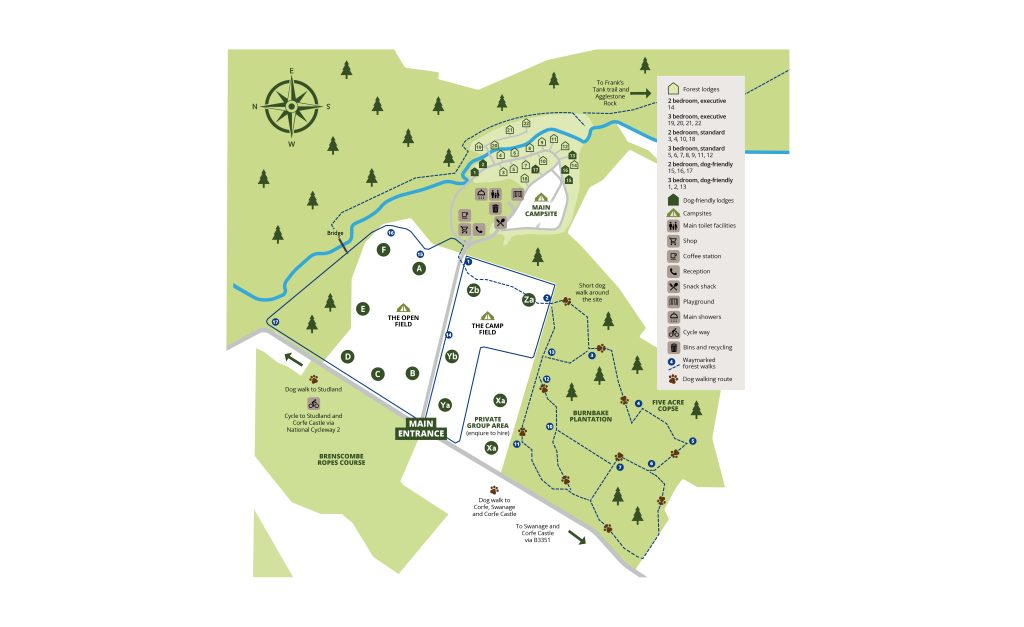 Burnbake Campsite Map 2023 - Burnbake